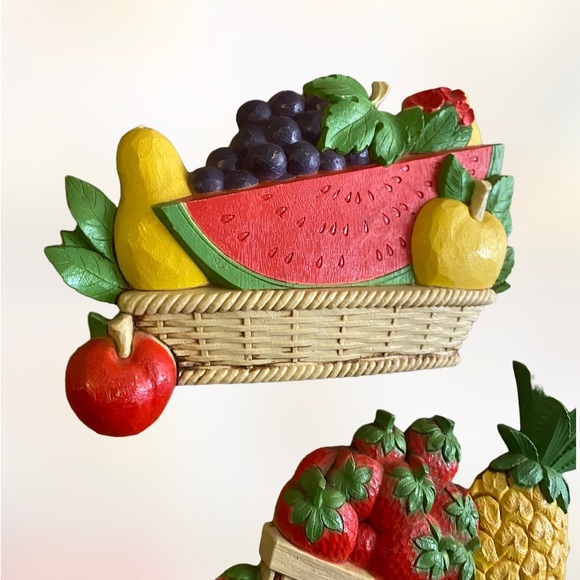 Vintage MCM homco pineapple strawberry fruit basket 3-D wall hanger decor - Picture 3 of 5